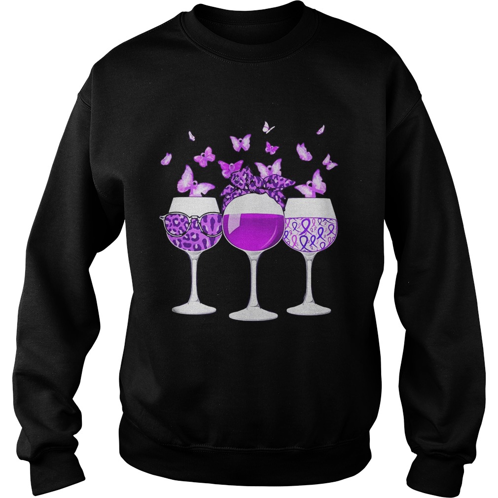 Butterflies wine leopard autism cancer awareness purple Sweatshirt