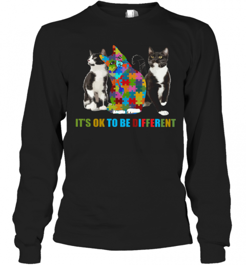 Cat Autism It'S OK To Be Different T-Shirt Long Sleeved T-shirt 