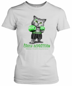 Cat Boxing Fight Crush Depression Mental Health Awareness T-Shirt Classic Women's T-shirt