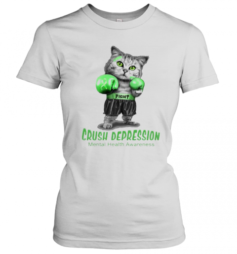Cat Boxing Fight Crush Depression Mental Health Awareness T-Shirt Classic Women's T-shirt