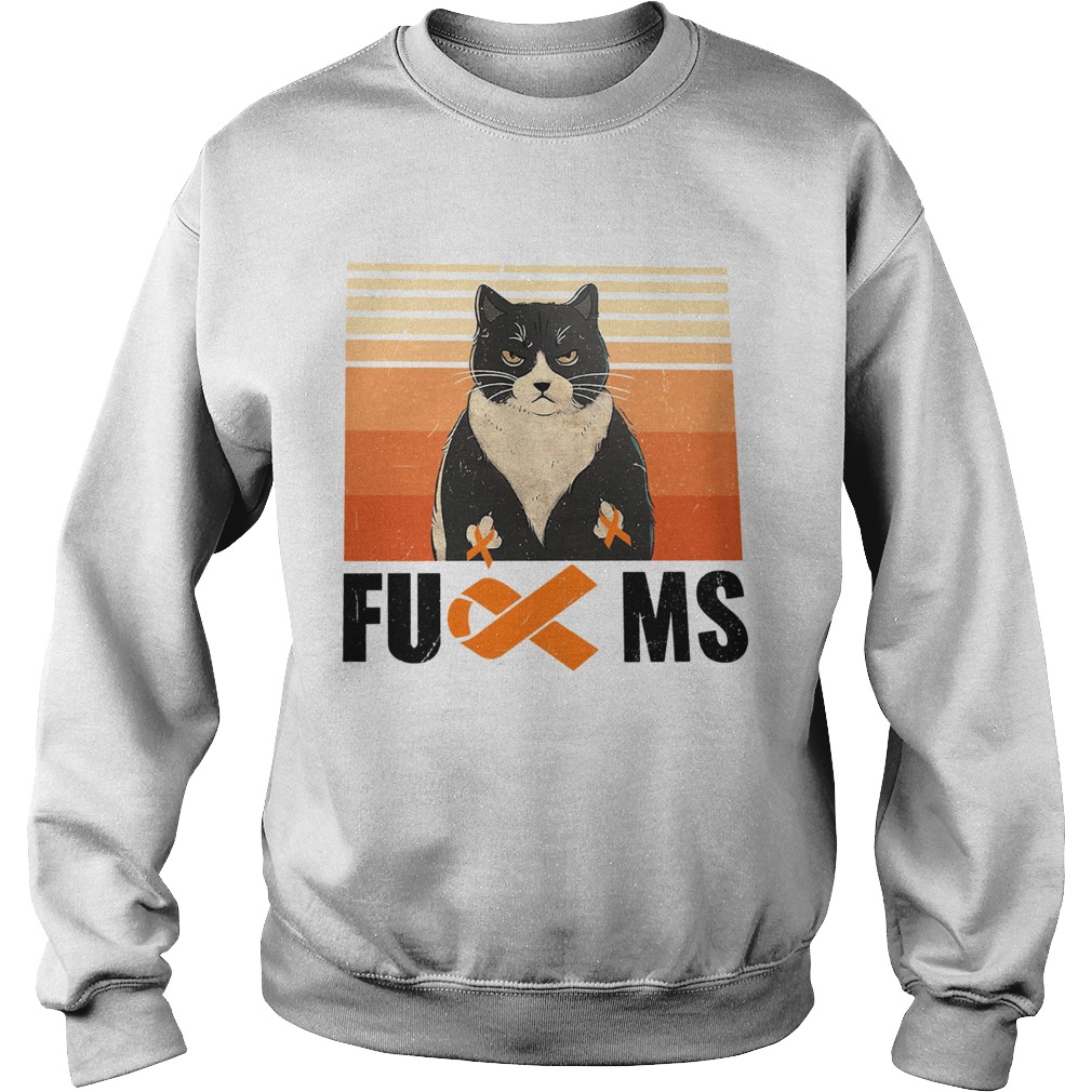 Cat Fuck MS Cancer Awareness vintage retro Sweatshirt