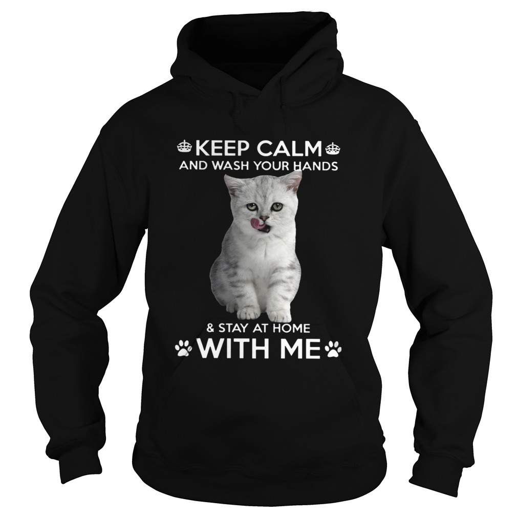 Cat Keep Calm And Wash Your Hands And Stay At Home With Me Hoodie