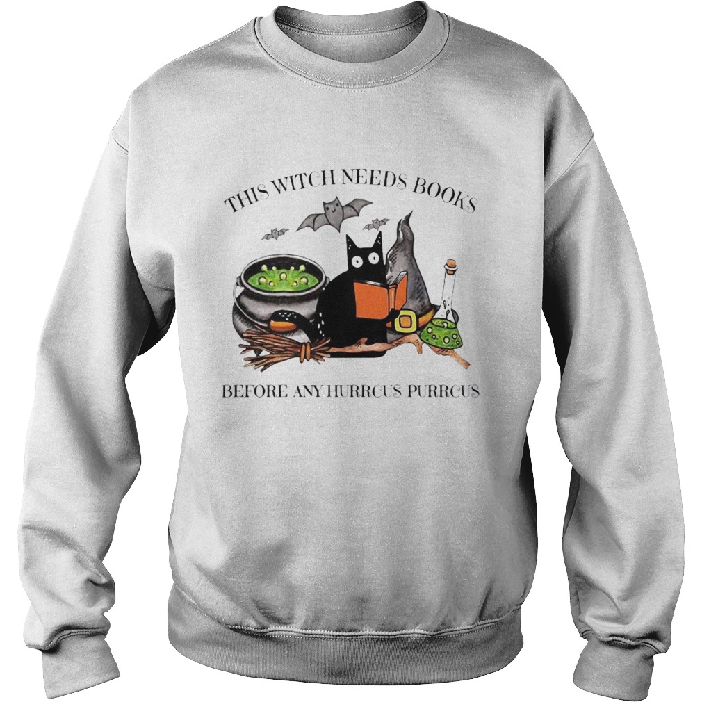 Cat This Witch Needs Books Before Any Hurrcus Purrcus Sweatshirt