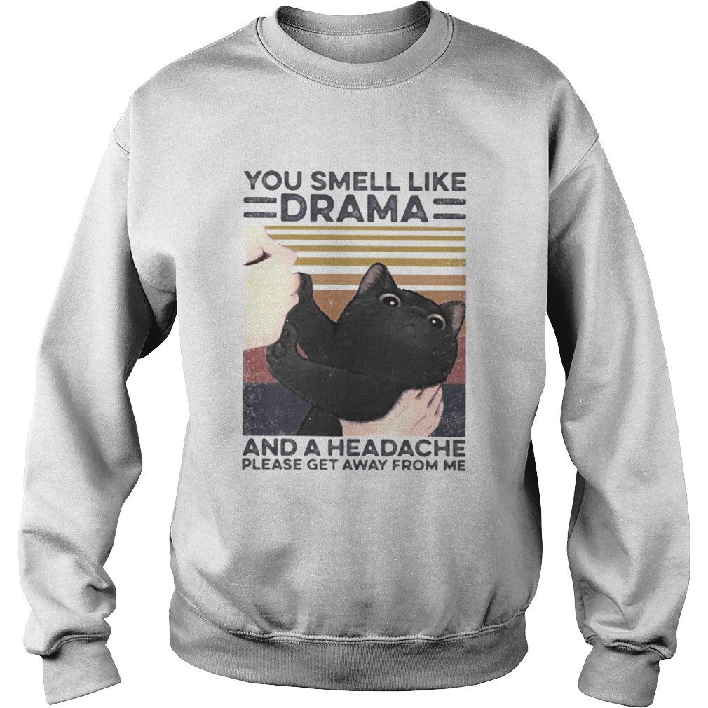 Cat you smell like drama and a headache please get away from me vintage retro Sweatshirt