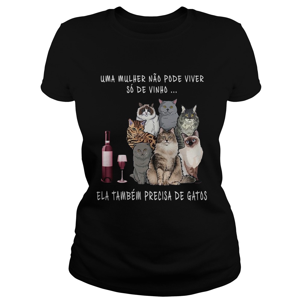 Cats and Wine Uma Mulher No Pode Viver S De Vinho Classic Ladies