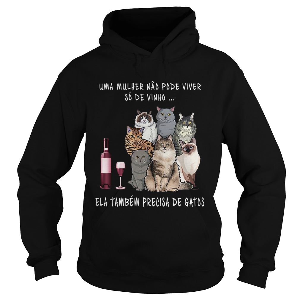 Cats and Wine Uma Mulher No Pode Viver S De Vinho Hoodie