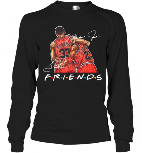 Chicago Bull Michael Jordan And Scottie Pippen Friends Signatures T-Shirt Long Sleeved T-shirt