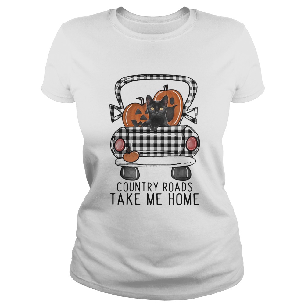 Country Roads Take Me Home Pumpkin Cat Halloween Classic Ladies