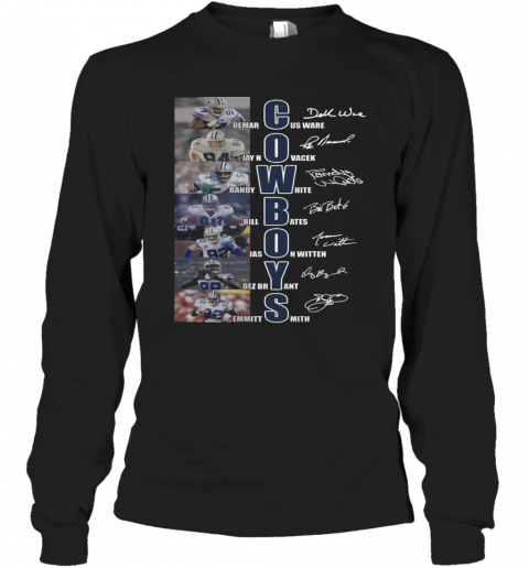 Dallas Cowboys Team Players Demarcus Ware Jay Novacek Signatures T-Shirt Long Sleeved T-shirt 