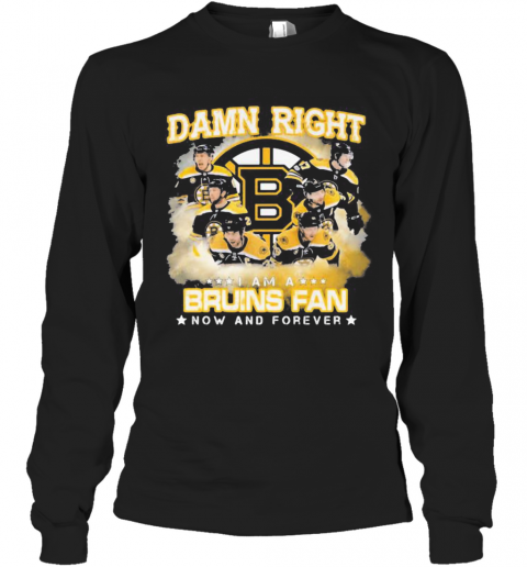 Damn Right I Am A Boston Bruins Fan Now And Forever Stars T-Shirt Long Sleeved T-shirt 