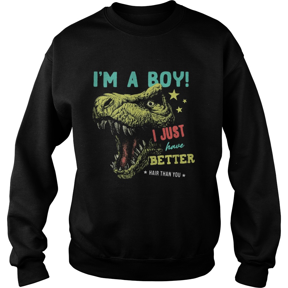 Dinosaur Im a boy i just have better hair than you stars Sweatshirt