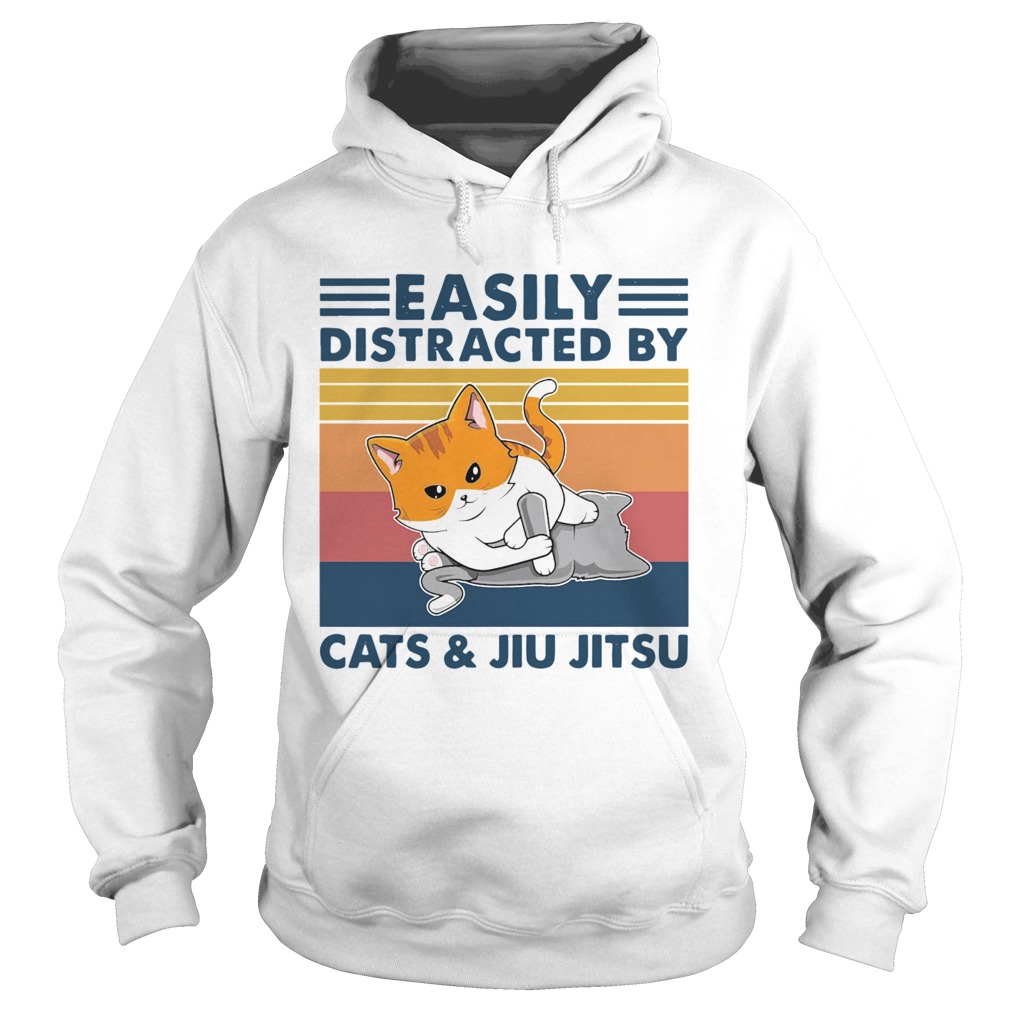 Easily Distracted By Cats And Jiu Jitsu Vintage Hoodie