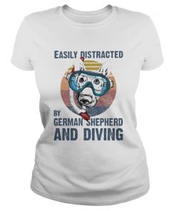 Easily distracted by german shepherd and scuba diving vintage retro  Classic Ladies