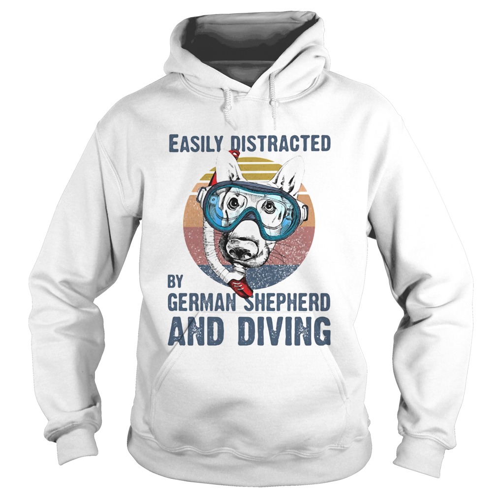 Easily distracted by german shepherd and scuba diving vintage retro Hoodie