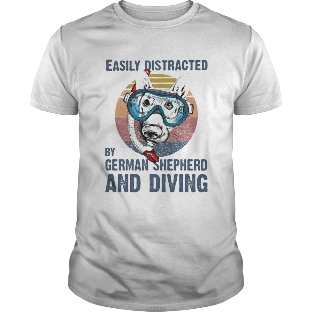 Easily distracted by german shepherd and scuba diving vintage retro Unisex