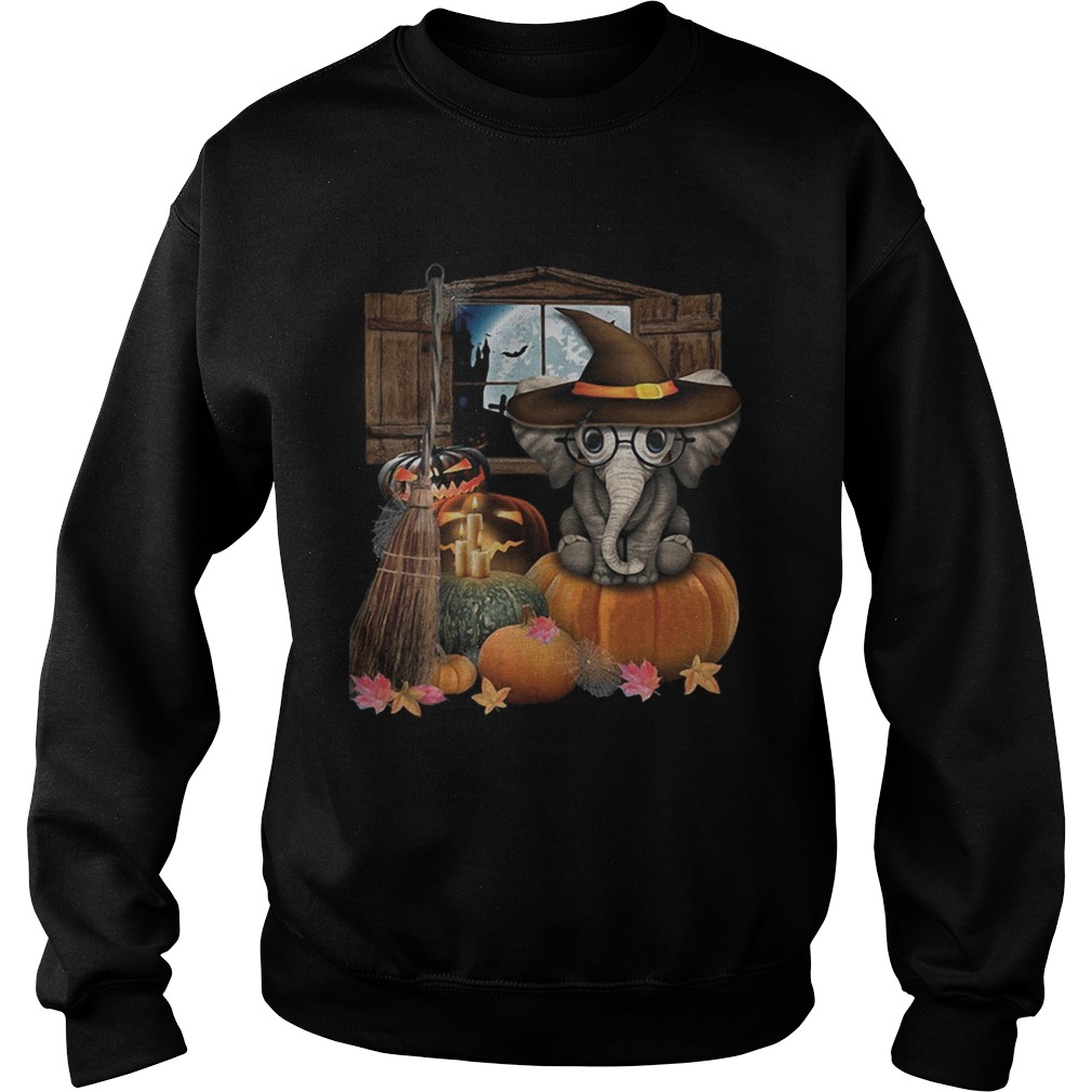 Elephant witch pumpkin halloween Sweatshirt