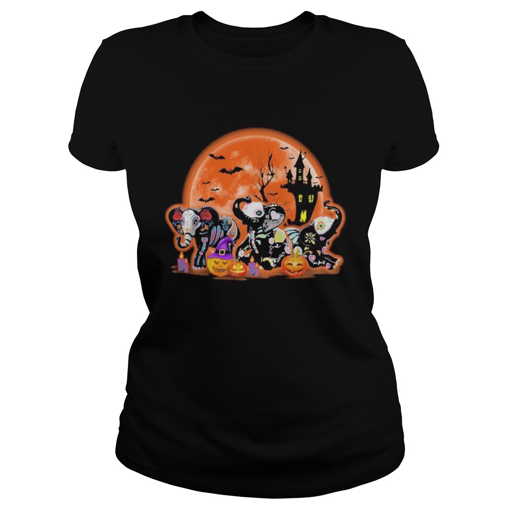 Elephants Pumpkin Moon Halloween Classic Ladies