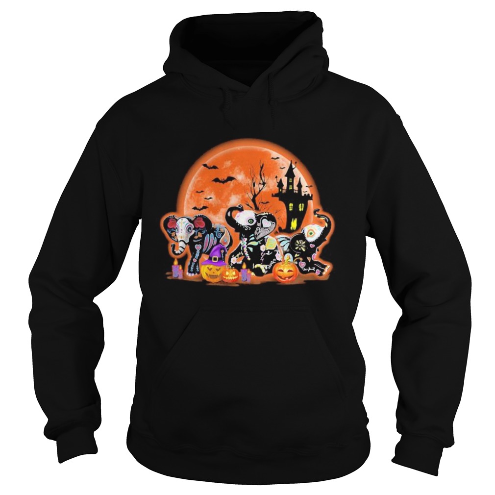 Elephants Pumpkin Moon Halloween Hoodie