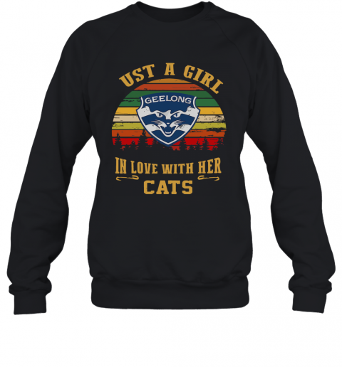 Geelong Just A Girl In Love With Her Cat'S Vintage T-Shirt Unisex Sweatshirt