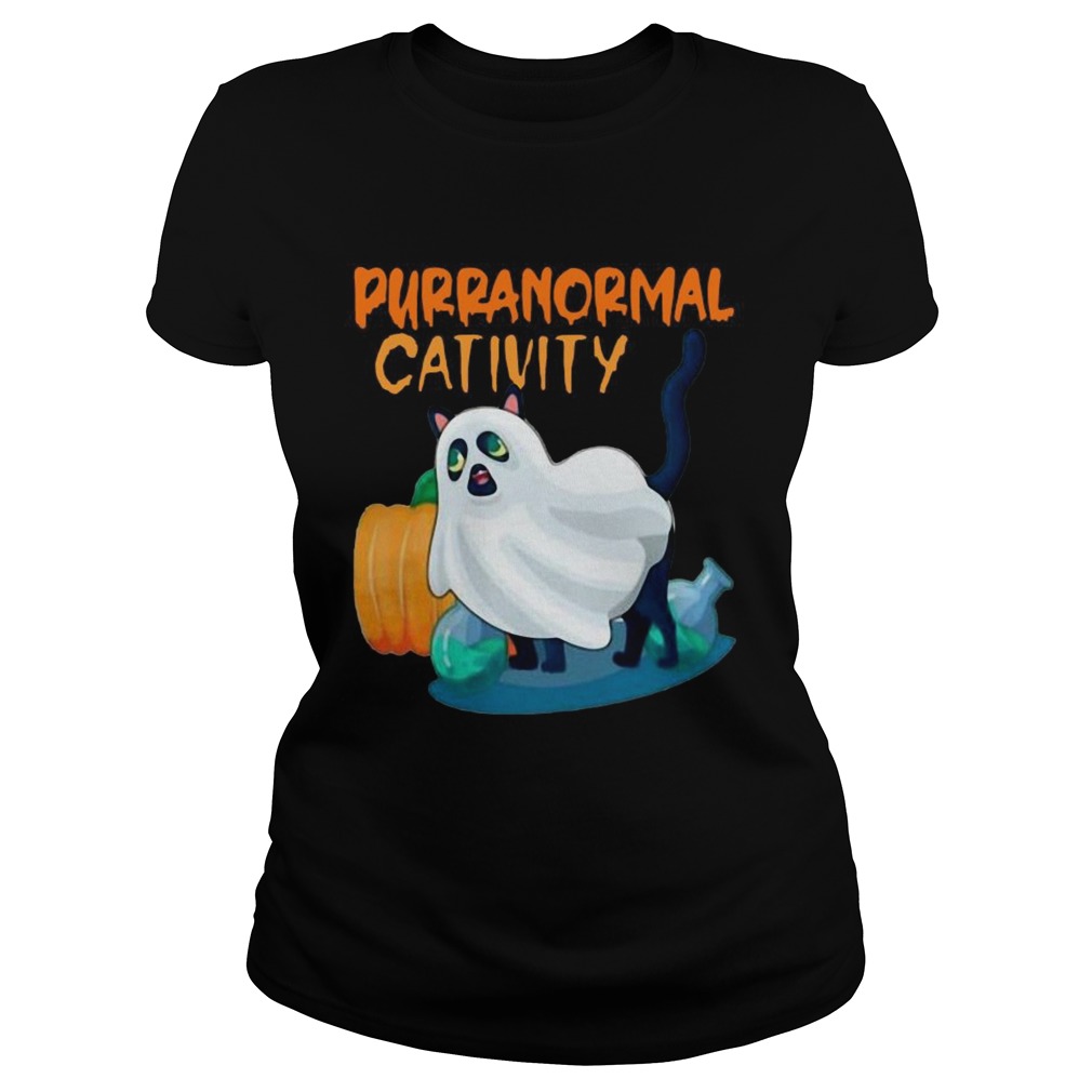 Ghost Cat Purranormal Activity Funny Halloween Classic Ladies
