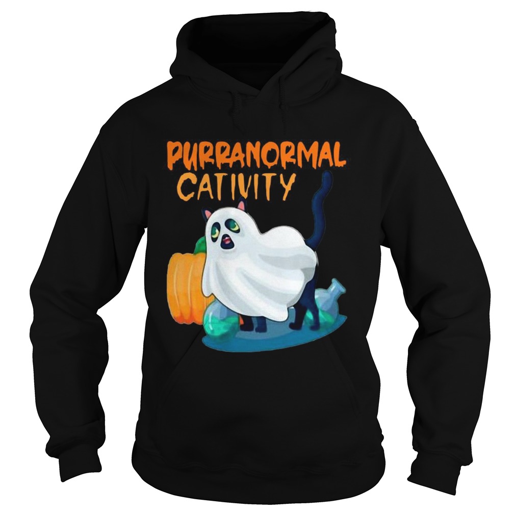 Ghost Cat Purranormal Activity Funny Halloween Hoodie