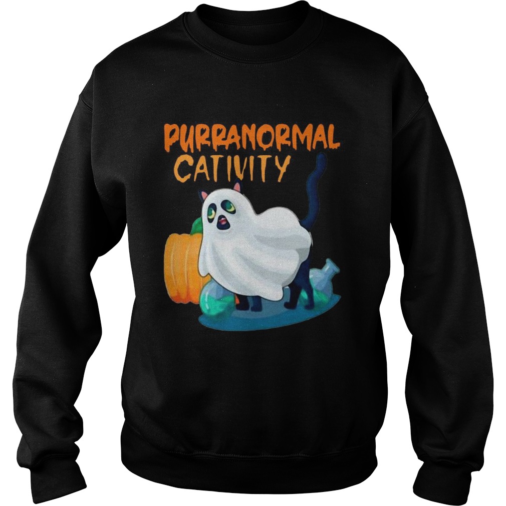Ghost Cat Purranormal Activity Funny Halloween Sweatshirt