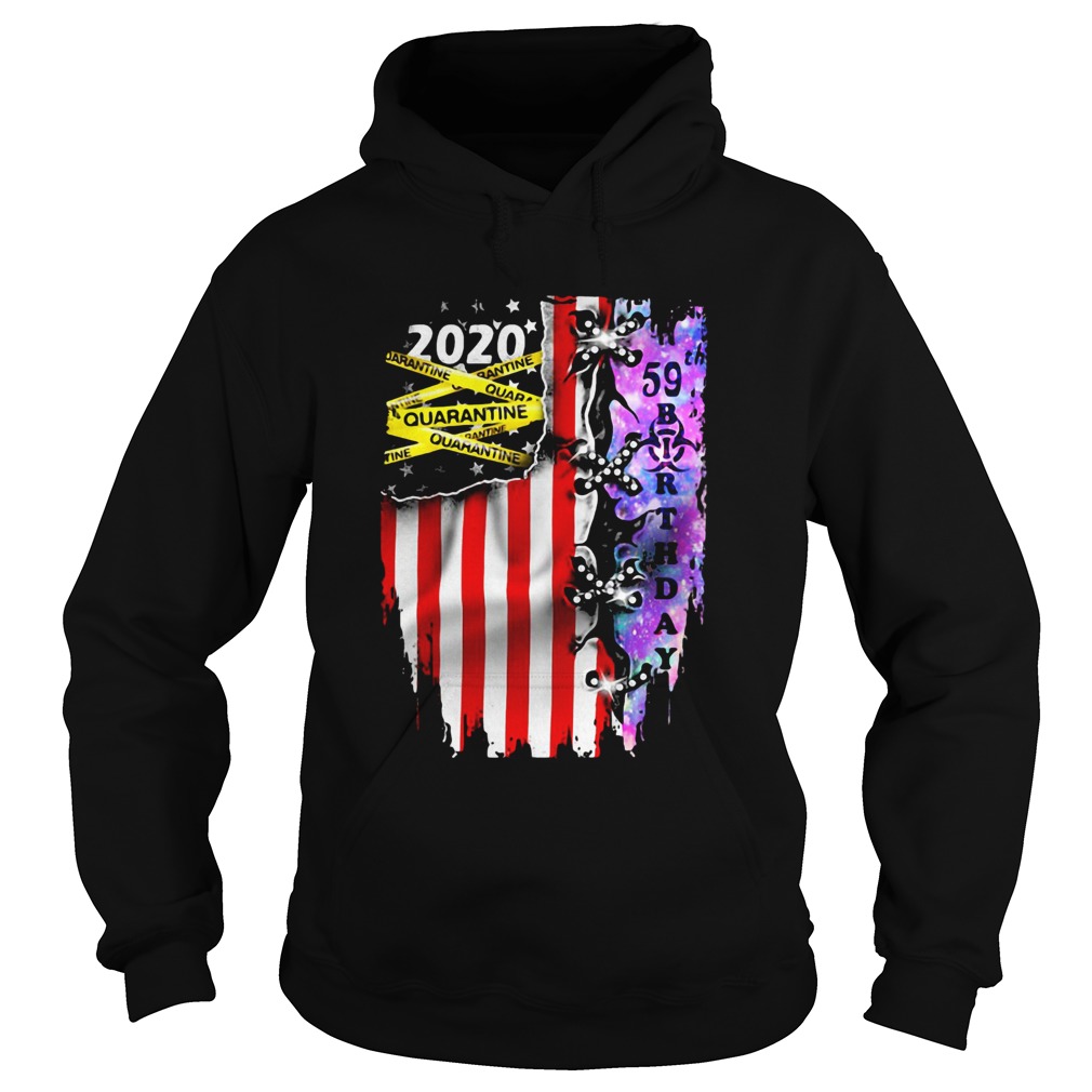 Grateful 59 Birthday 2020 Quarantine American Flag Hoodie