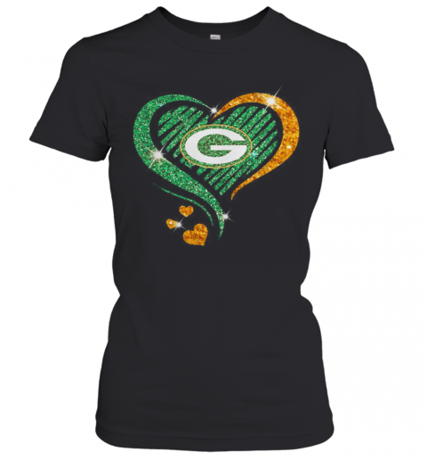 Green Bay Packers Diamond Heart T-Shirt Classic Women's T-shirt