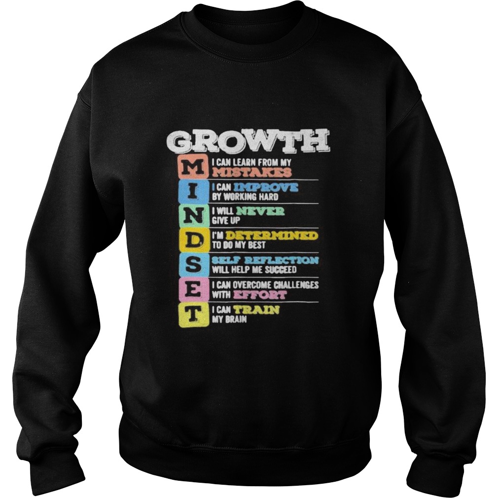 Growth Mindset Mistakes Improve Never Determined Self reflection Effort Train Sweatshirt
