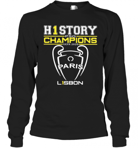 H1 History Psg Champion Uefa 2020 Paris Lisbon T-Shirt Long Sleeved T-shirt 