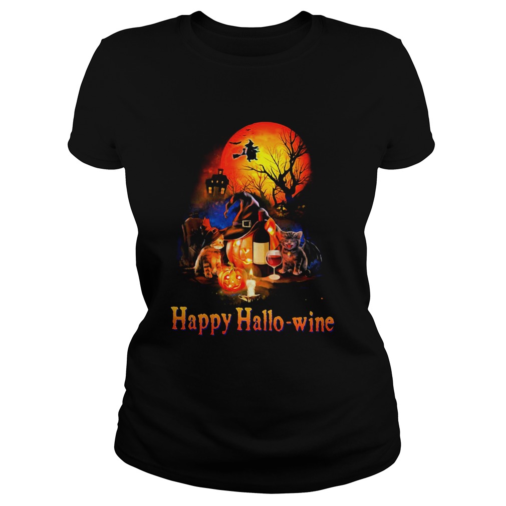 HAPPY HALLOWINE CAT PUMPKIN SUNSET HALLOWEEN Classic Ladies