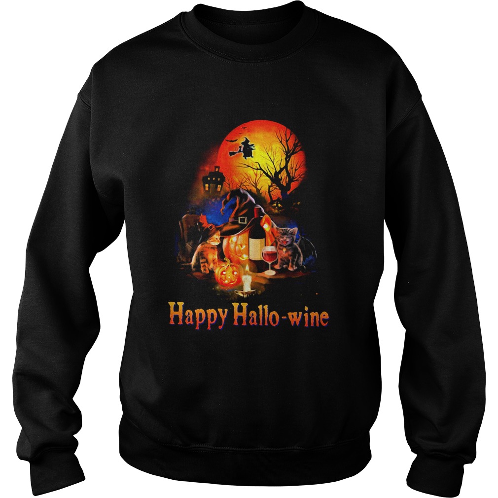 HAPPY HALLOWINE CAT PUMPKIN SUNSET HALLOWEEN Sweatshirt