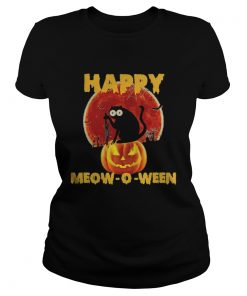 Halloween Black Cat Hold Knife Happy Meowoween  Classic Ladies