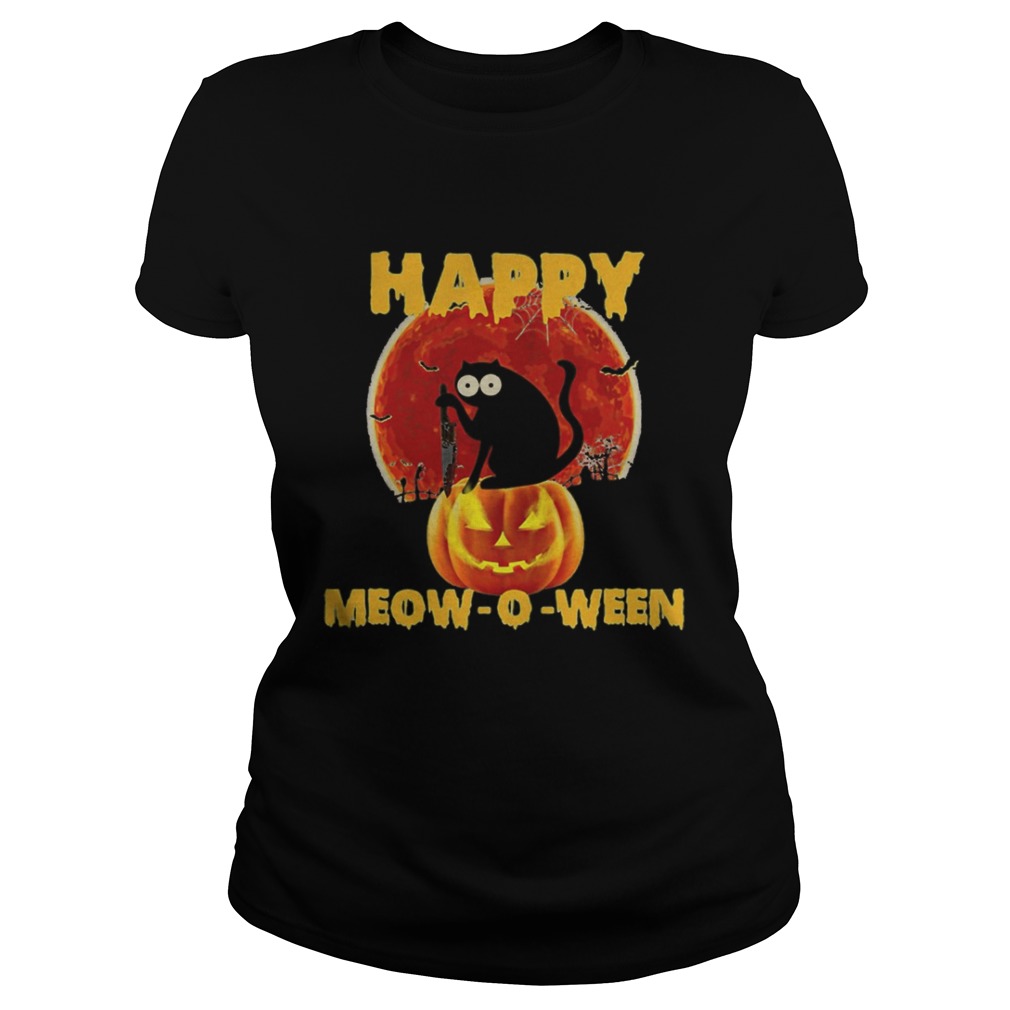 Halloween Black Cat Hold Knife Happy Meowoween Classic Ladies