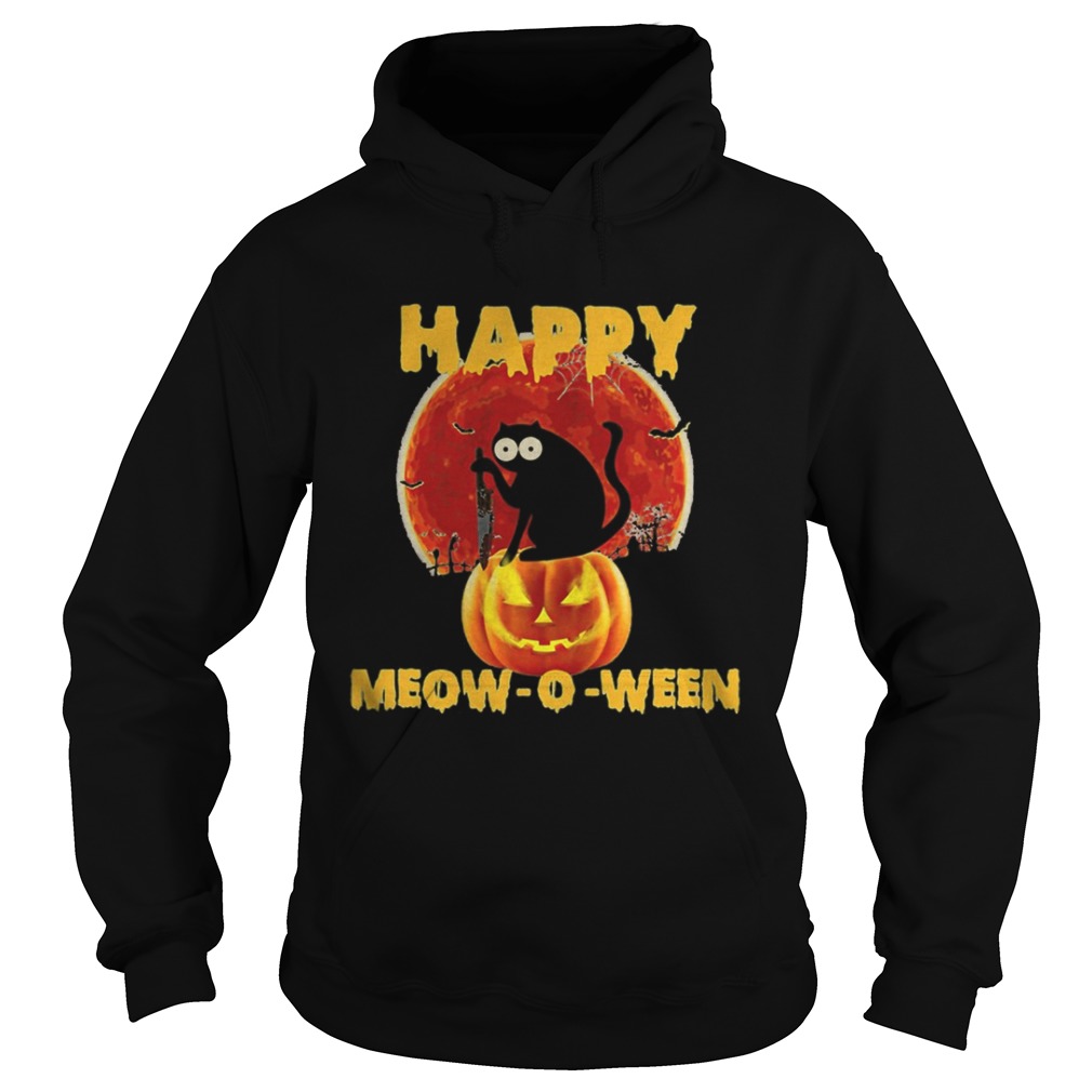 Halloween Black Cat Hold Knife Happy Meowoween Hoodie