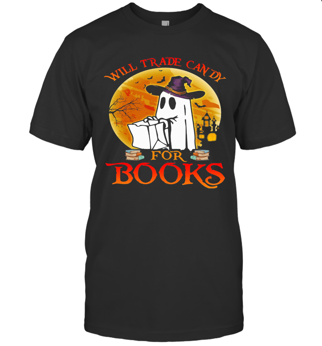 Halloween Boos Will Trade Candy For Books Moon T-Shirt