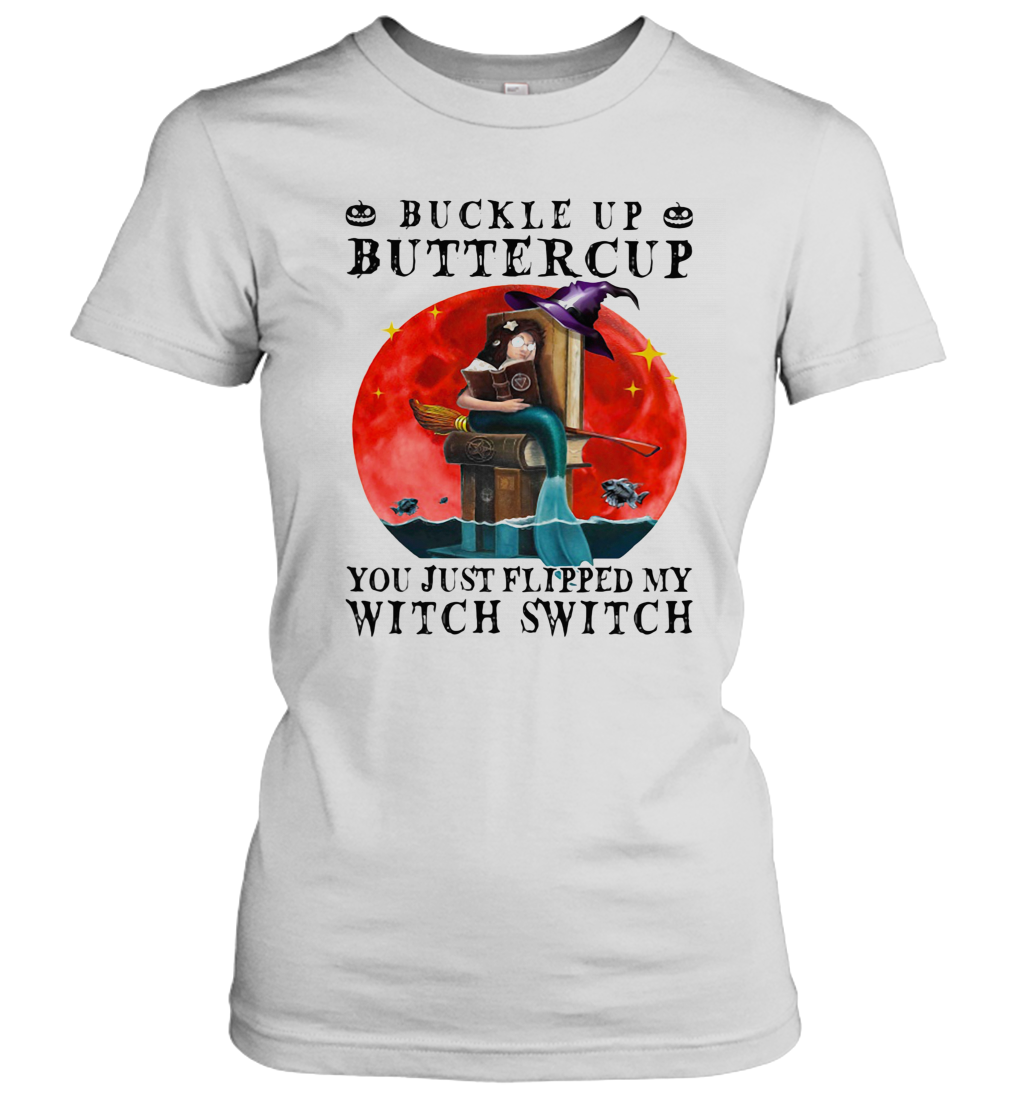 Halloween Buckle Up Buttercup You Just Flipped My Witch Switch Sunset T-Shirt Classic Women's T-shirt