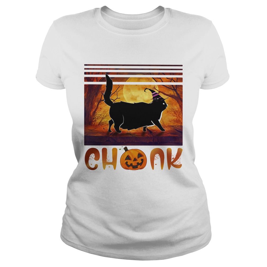 Halloween Cat Chonk Pumpkin Vintage Classic Ladies