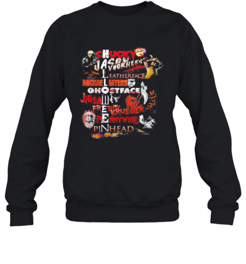 Halloween Chucky Jason Voorhees Leatherface Michael Myers Ghostface Jigsaw Freddy Krueger Pennywise Pinhead T-Shirt Unisex Sweatshirt