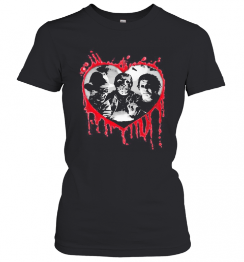 Halloween Freddy Krueger Jason Voorhees And Michael Myers Heart T-Shirt Classic Women's T-shirt
