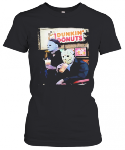 Halloween Horror Characters Drinking Dunkin Donuts T-Shirt Classic Women's T-shirt