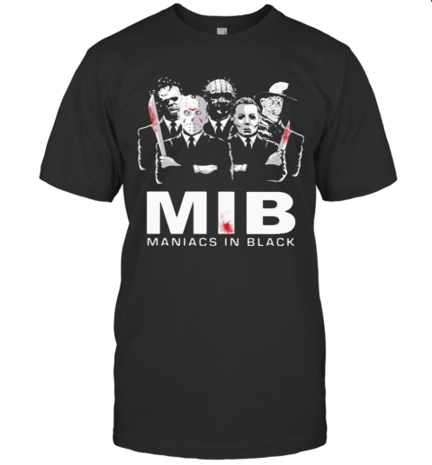 Halloween Horror Characters Mib Maniacs In Black T-Shirt