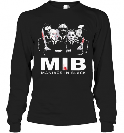 Halloween Horror Characters Mib Maniacs In Black T-Shirt Long Sleeved T-shirt 