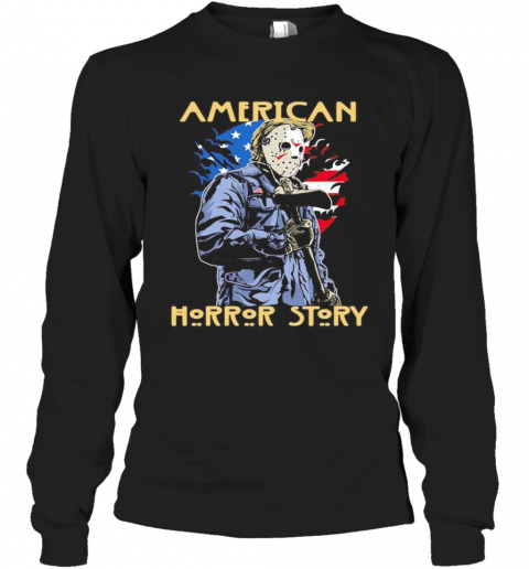 Halloween Jason Voorhees American Horror Story American Flag Independence Day T-Shirt Long Sleeved T-shirt 