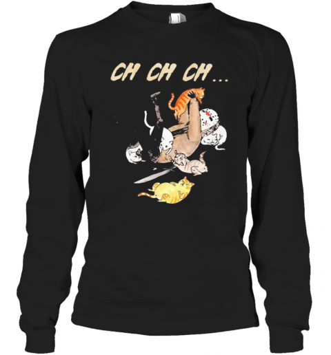 Halloween Jason Voorhees With Cats Ch Ch Ch T-Shirt Long Sleeved T-shirt 