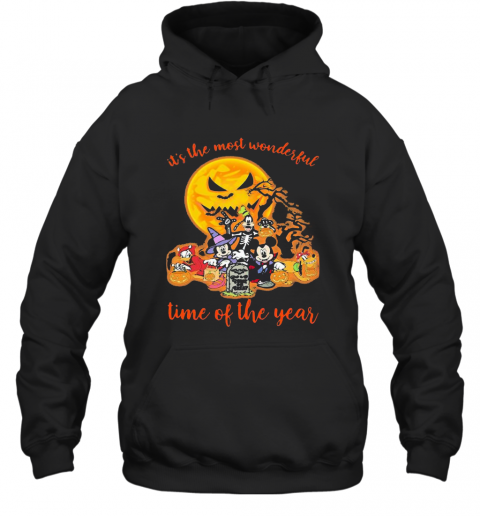 Halloween Mickey Mouse Cartoon Characters It'S The Most Wonderful Time Of The Year Moon T-Shirt Unisex Hoodie