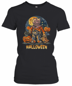Halloween Night And Pumpkins Artwork Premium T-Shirt Classic Women's T-shirt