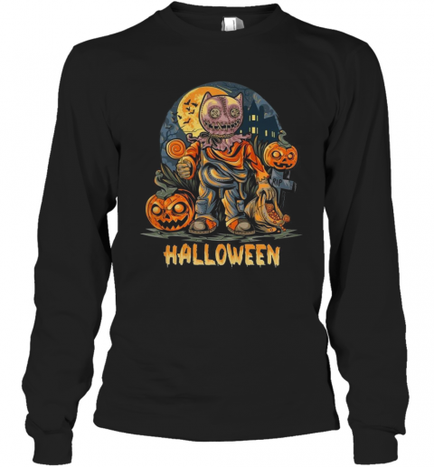 Halloween Night And Pumpkins Artwork Premium T-Shirt Long Sleeved T-shirt 