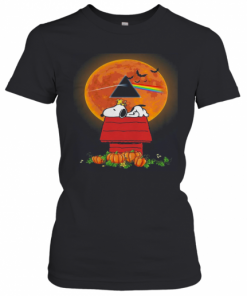 Halloween Snoopy And Woodstock Poster Pink Floyd Pumpkin Moon T-Shirt Classic Women's T-shirt