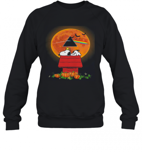 Halloween Snoopy And Woodstock Poster Pink Floyd Pumpkin Moon T-Shirt Unisex Sweatshirt